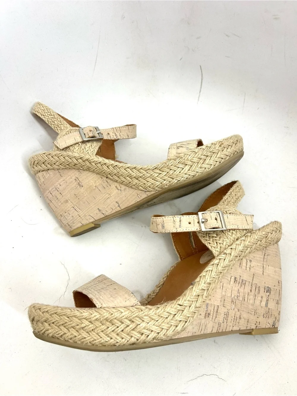 L'Amour Des Pieds Iditri Wedge Sandal Cream Cork Size 8 Espadrille